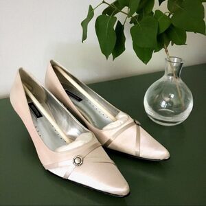 Nordstrom Oyster Champagne Satin Kitten Heels | 6.5